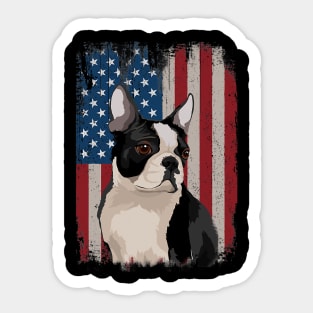 Boston Terrier American Flag Patriotic 4Th Of July Sticker